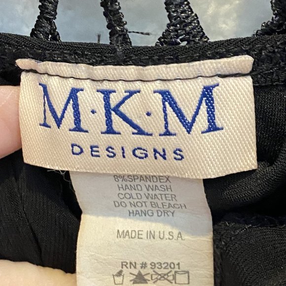 M.K.M. DESIGNS -- Halter Top, Black Sleeveless w/Lace Back/Shoulder Straps, Long - Picture 12 of 13